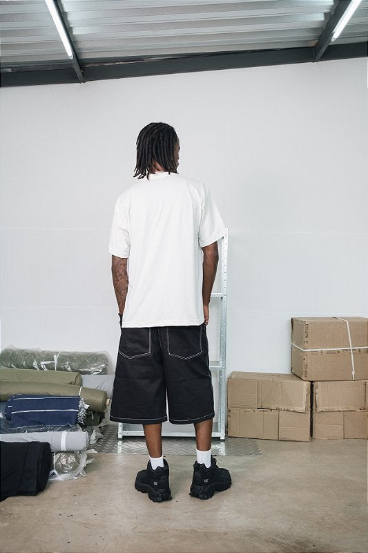 Camiseta Oversized College Puff Off White/Preto