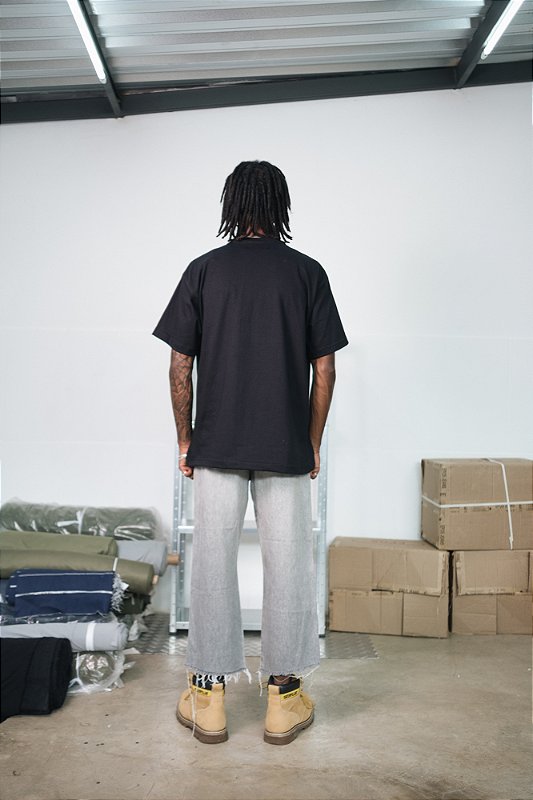 Camiseta Oversized College Puff Preto/Off White