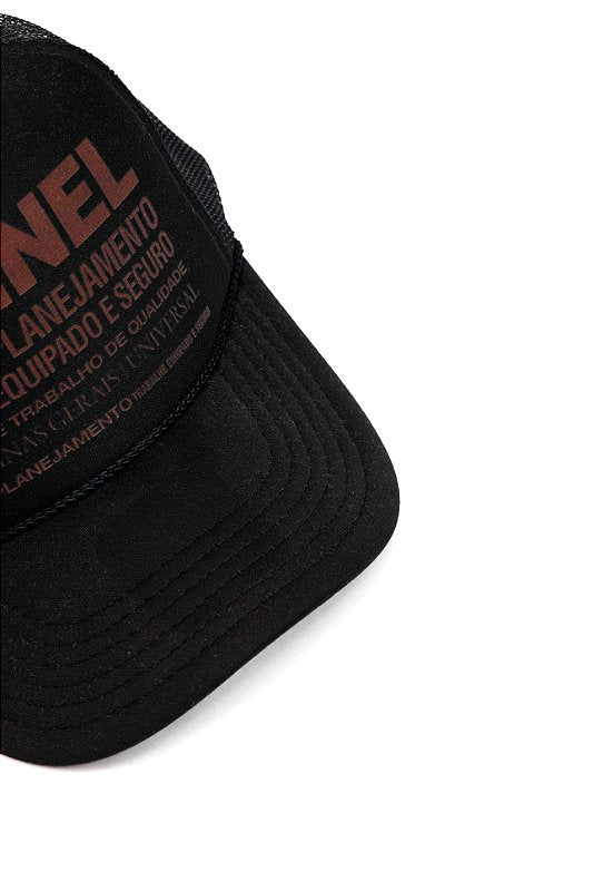 Boné Trucker Estruturado Preto/Marrom