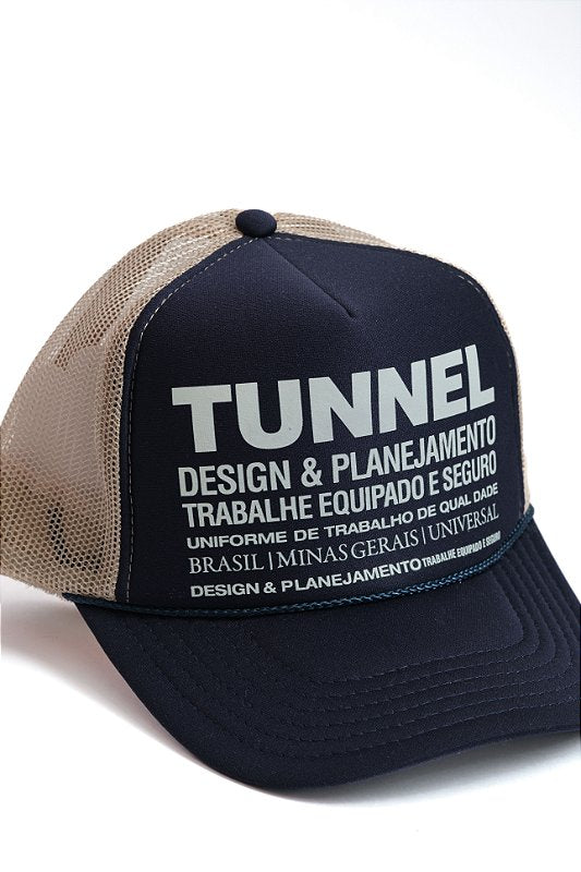 Boné Trucker Estruturado Azul/Bege