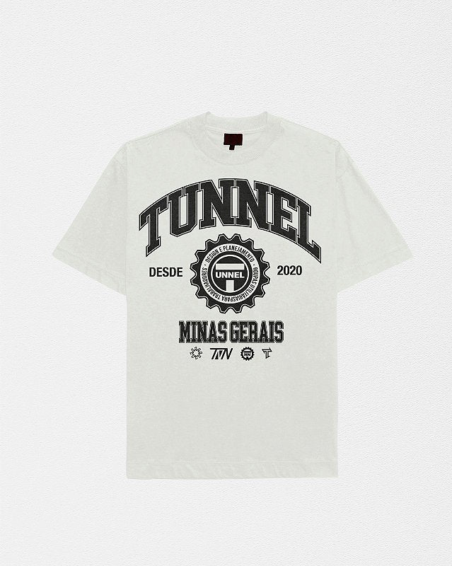 Camiseta Oversized College Puff Off White/Preto
