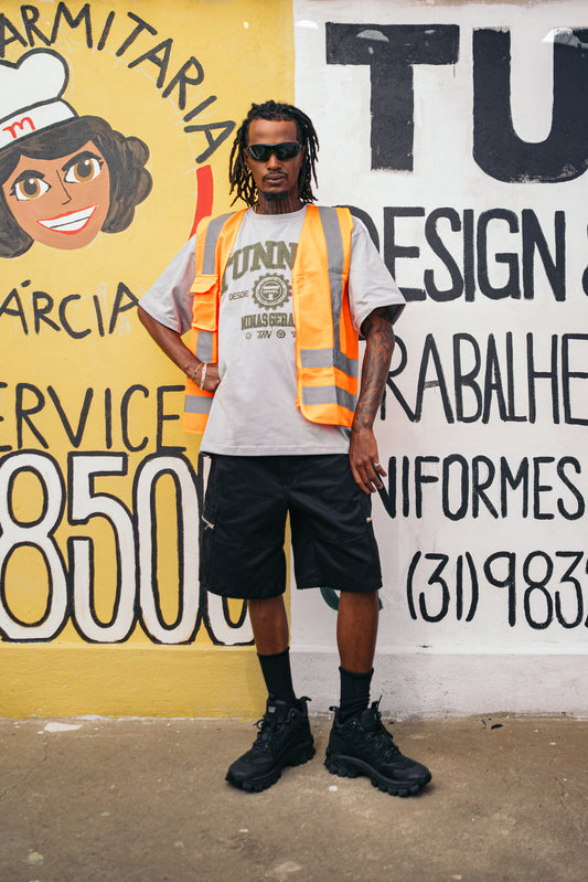 T-shirt Oversized Puff College Cinza