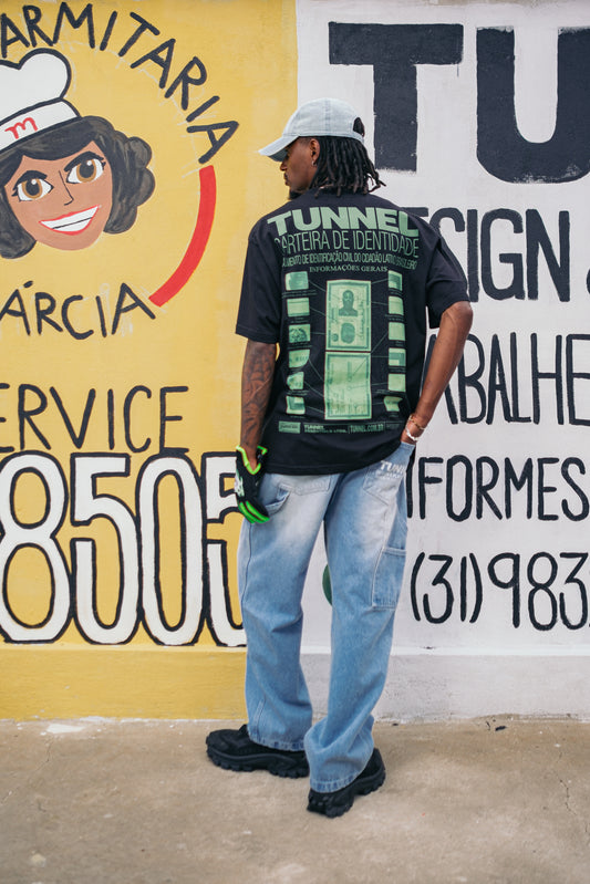 T-Shirt Oversized Ficha Técnica Carteira de Identidade Preta