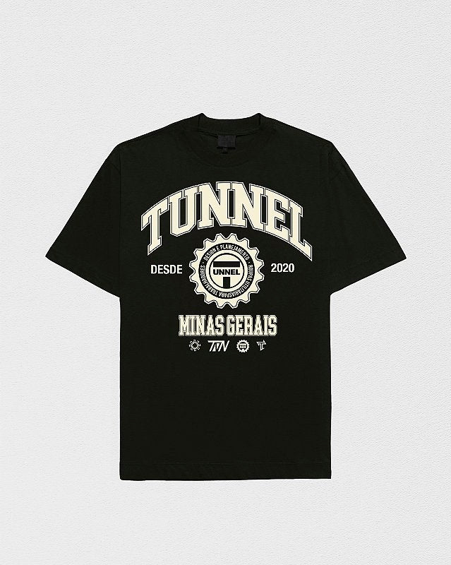 Camiseta Oversized College Puff Preto/Off White