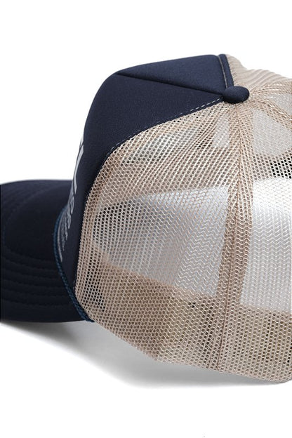 Boné Trucker Estruturado Azul/Bege