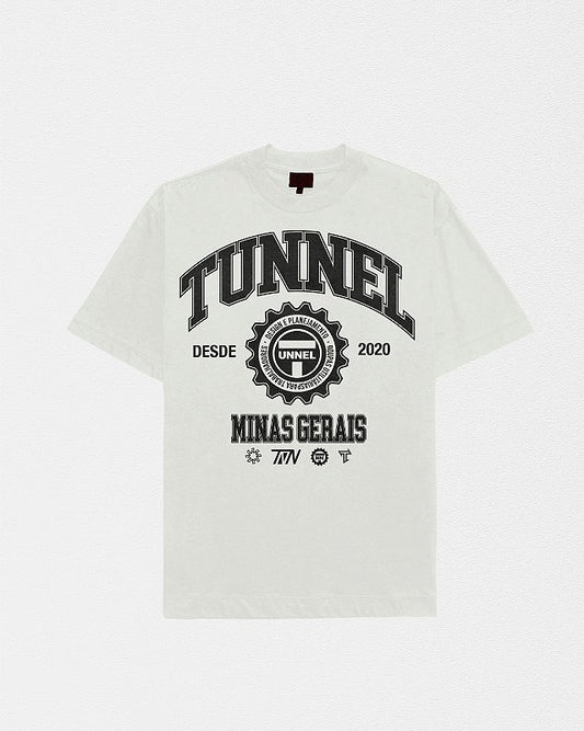 Camiseta Oversized College Puff Off White/Preto