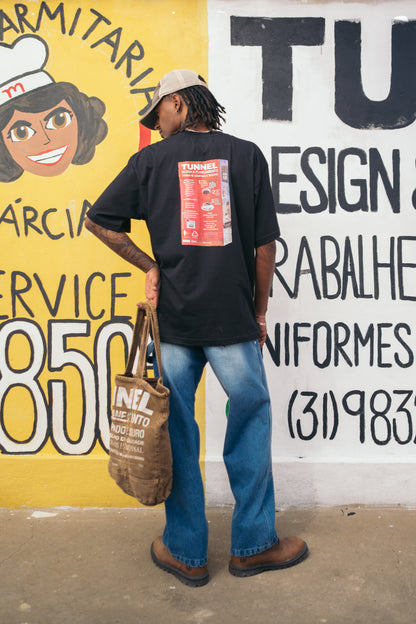 T-shirt Oversized Café Tunnel Preta