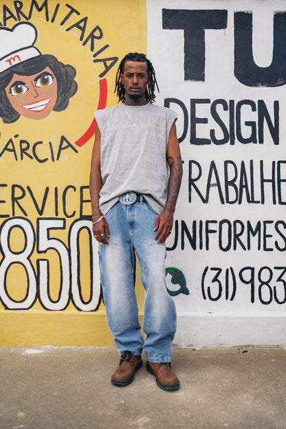 Calça Jeans Trabalhador Estonada Azul Clara