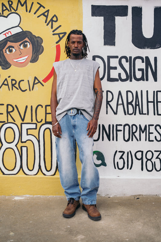 Calça Jeans Trabalhador Estonada Azul Clara