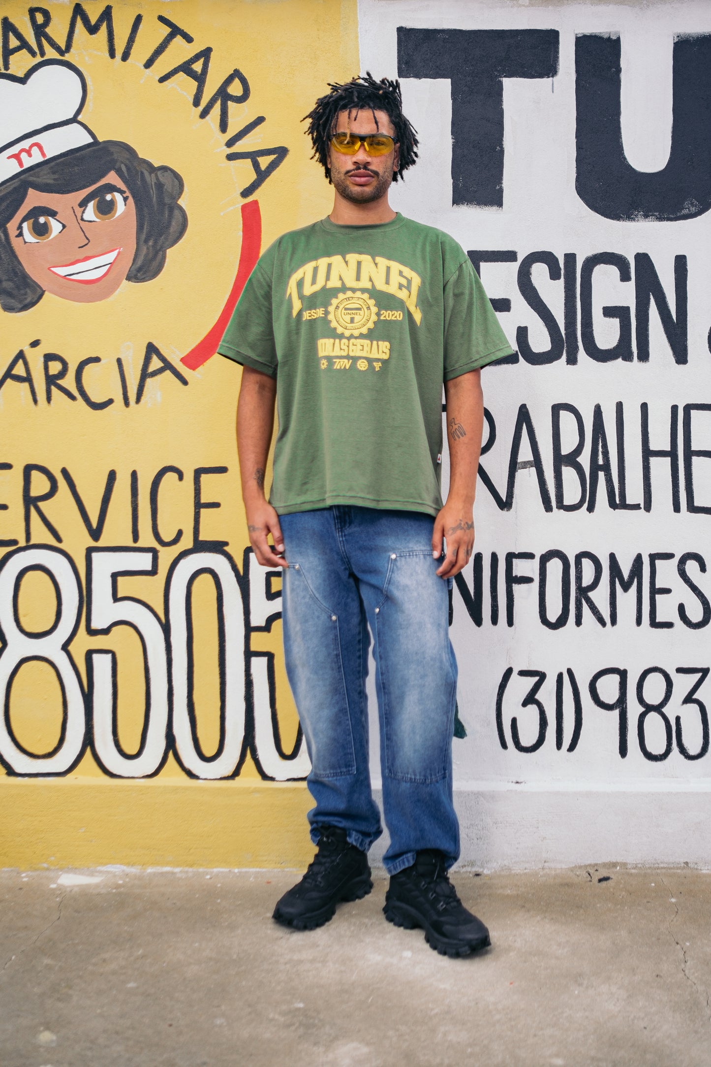 T-shirt Oversized Puff College Verde