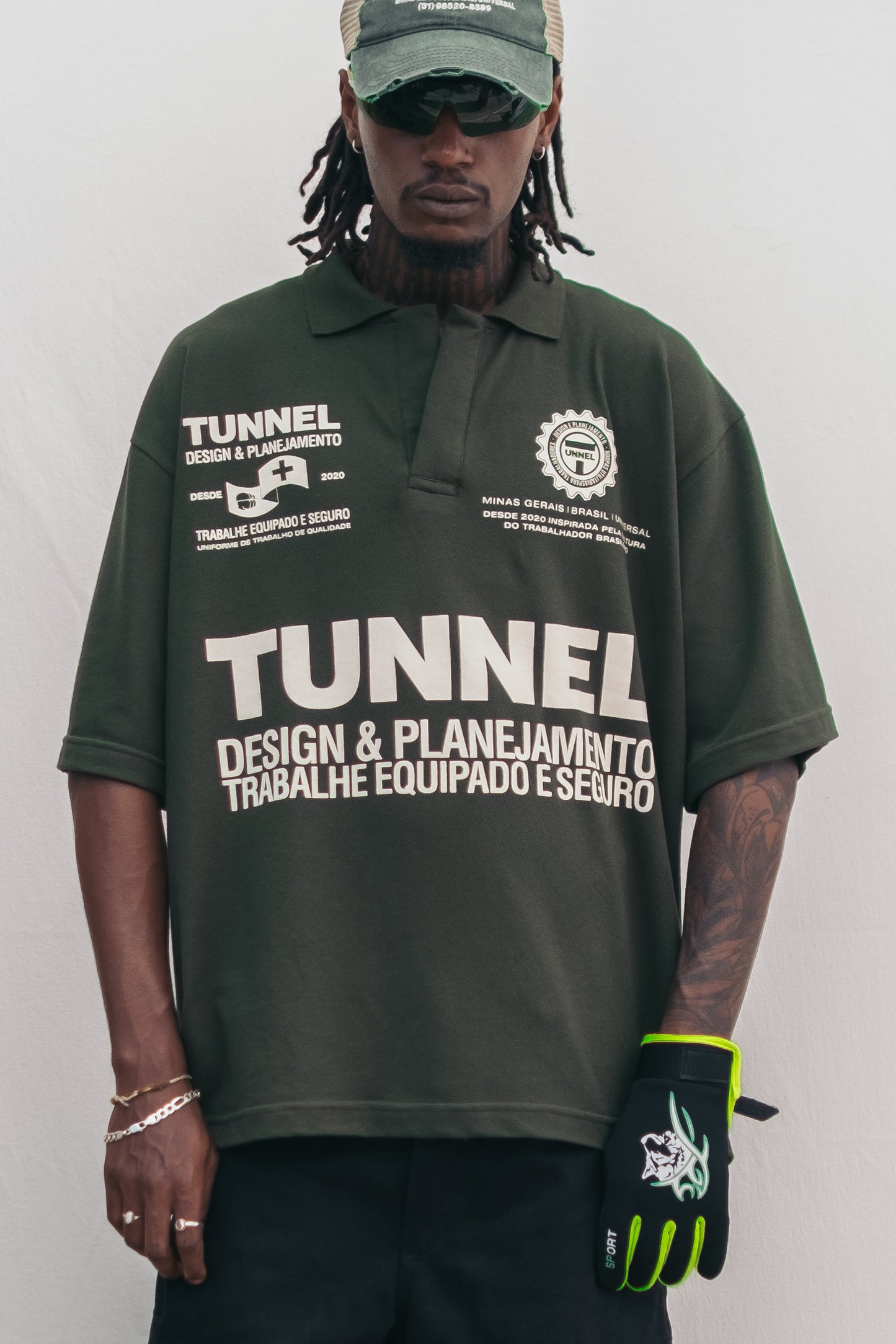 Camisa Polo Boxy Patrocínios Verde Militar