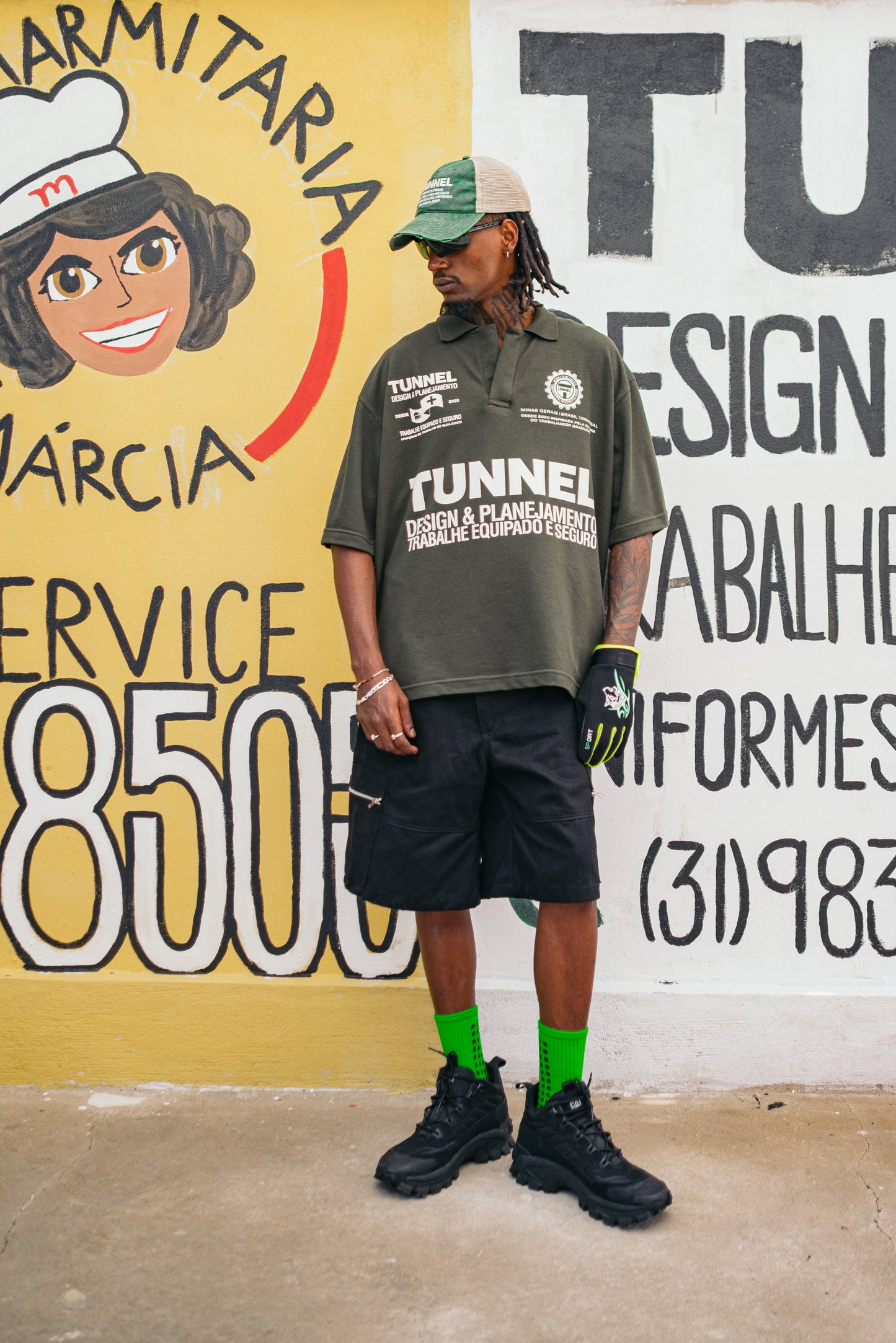 Camisa Polo Boxy Patrocínios Verde Militar