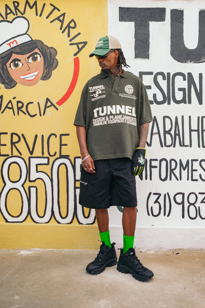 Camisa Polo Boxy Patrocínios Verde Militar