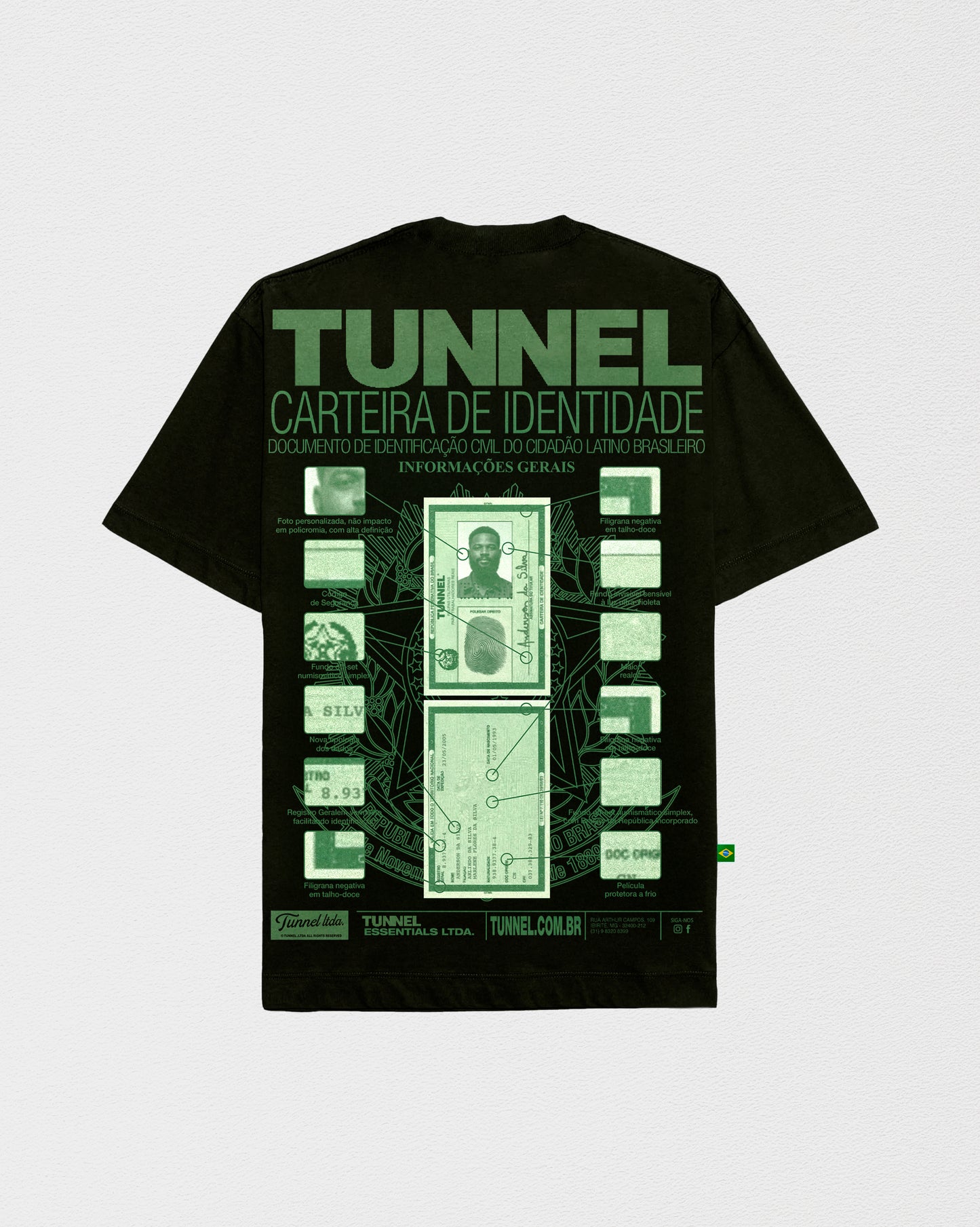 T-Shirt Oversized Ficha Técnica Carteira de Identidade Preta