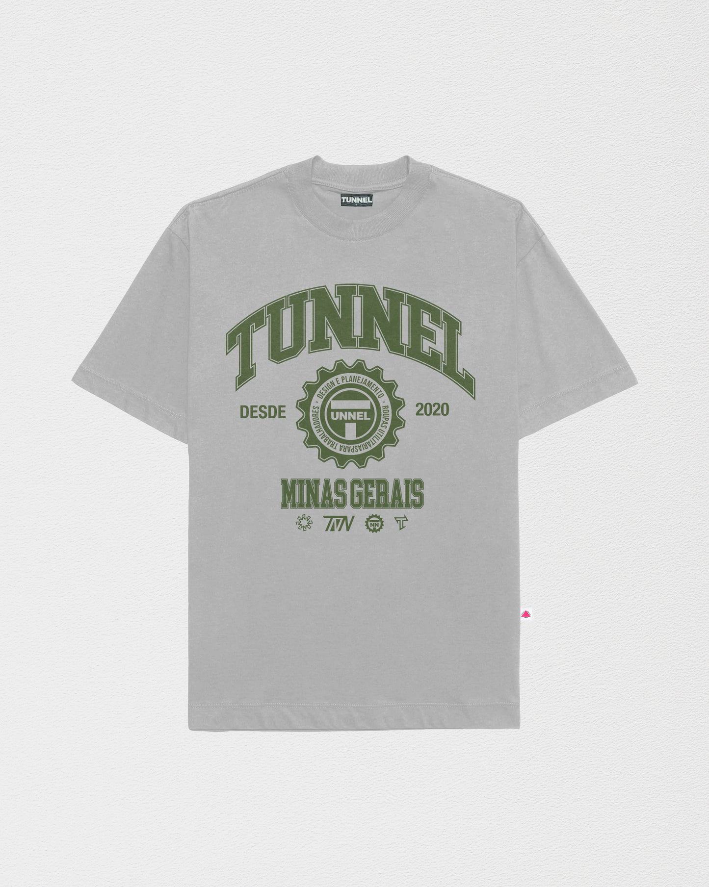 T-shirt Oversized Puff College Cinza