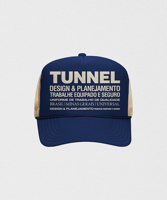 Boné Trucker Estruturado Azul/Bege