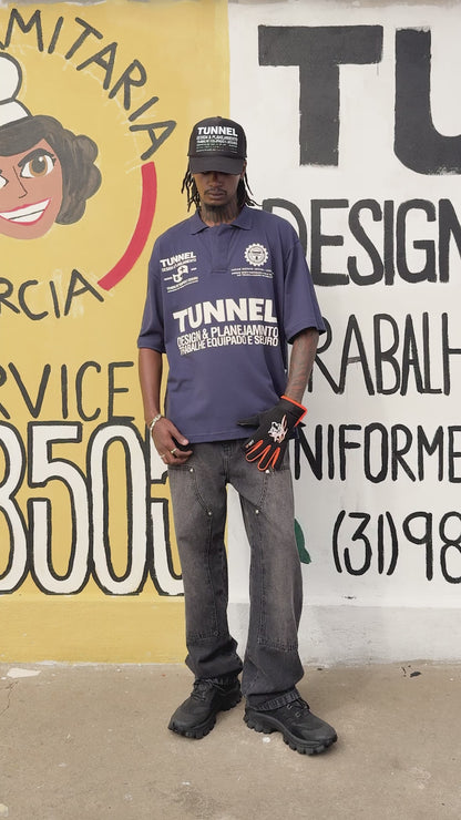 Camisa Polo Boxy Patrocínios Azul Marinho