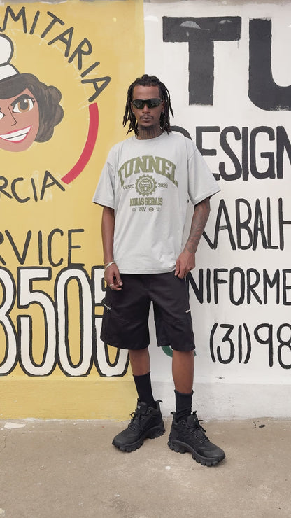 T-shirt Oversized Puff College Cinza