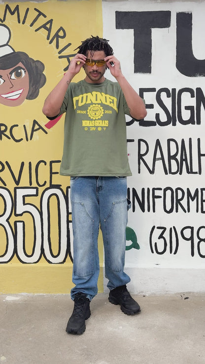 T-shirt Oversized Puff College Verde